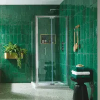 B6 Semi Frameless Bifold Shower Door Enclosure, Chrome