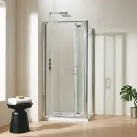 B6 Semi Frameless Bifold Shower Door Enclosure, Chrome