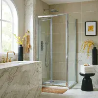B6 Semi Frameless Bifold Shower Door Enclosure, Chrome