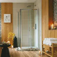B6 Semi Frameless Bifold Shower Door Enclosure, Chrome