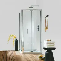 B6 Semi Frameless Bifold Shower Door Enclosure, Chrome