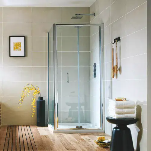 B6 Semi Frameless Bifold Shower Door Enclosure, Chrome