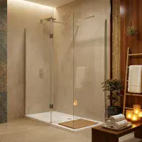 B8 Walk In Shower Screen & 300mm Hinged Flipper Panel | 8mm Glass