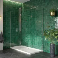B8 Walk In Shower Screen & 300mm Hinged Flipper Panel | 8mm Glass