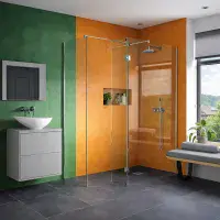 B8 Walk In Shower Screen & 300mm Hinged Flipper Panel | 8mm Glass
