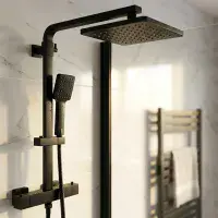 B8 Black Walk in Shower Screen 8mm Glass, Optional Side Panel & Flipper Screen