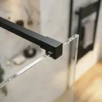 B8 Black Walk in Shower Screen 8mm Glass, Optional Side Panel & Flipper Screen