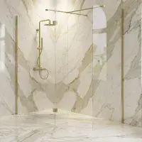 B8 Brushed Brass Walk in Shower Screen 8mm Glass, Optional Side Panel