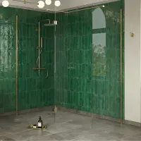 B8 Brushed Brass Walk in Shower Screen 8mm Glass, Optional Side Panel