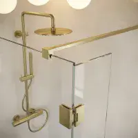 B8 Brushed Brass Walk in Shower Screen 8mm Glass, Optional Side Panel
