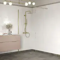 B8 Brushed Brass Walk in Shower Screen 8mm Glass, Optional Side Panel