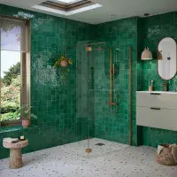 B8 Brushed Bronze Walk in Shower Screen 8mm Glass, Optional Side Panel