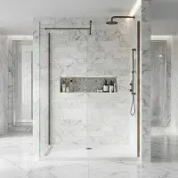 B8 Brushed Bronze Walk in Shower Screen 8mm Glass, Optional Side Panel
