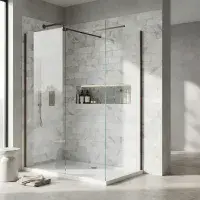 B8 Brushed Bronze Walk in Shower Screen 8mm Glass, Optional Side Panel