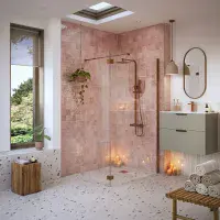 B8 Brushed Bronze Walk in Shower Screen 8mm Glass, Optional Side Panel
