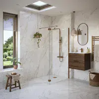 B8 Brushed Bronze Walk in Shower Screen 8mm Glass, Optional Side Panel