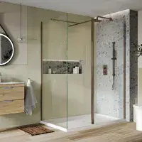 B8 Brushed Bronze Walk in Shower Screen 8mm Glass, Optional Side Panel