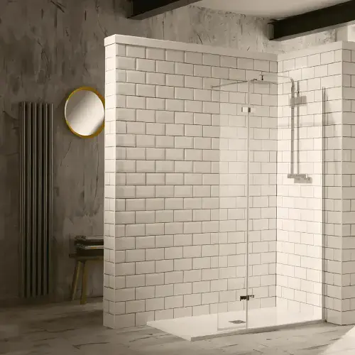 B8 Walk In Shower Screen with Flipper Return Panel