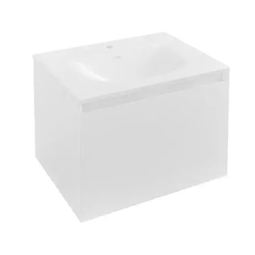 Badbury 60cm Wall Hung Unit 1 Drawer High Gloss White, inc Basin