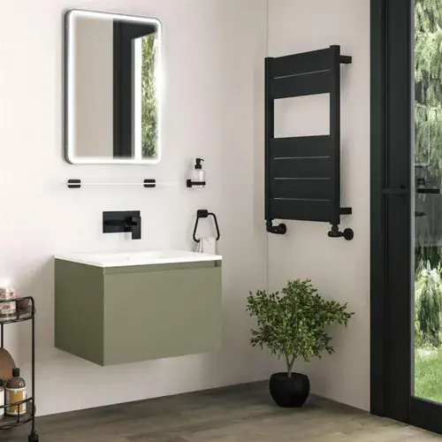 Badbury 60cm Wall Hung Unit 1 Drawer Savannah Green, inc Basin