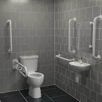 Doc M Pack with Stainless Steel, Blue, Grey or White Grab Rails, Push Button Cistern