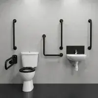Luxury Doc M Pack with Gloss Black Rails, Push Button Cistern