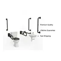 Luxury Doc M Pack with Gloss Black Rails, Push Button Cistern