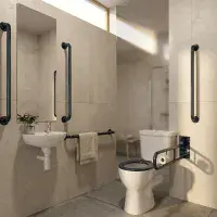 Doc M Pack with Blue, Grab Rails, Push Button Cistern