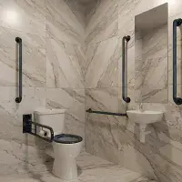Doc M Pack with Blue, Grab Rails, Push Button Cistern