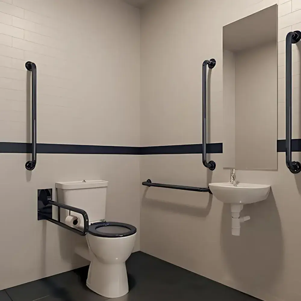 Doc M Pack with Blue, Grab Rails, Push Button Cistern