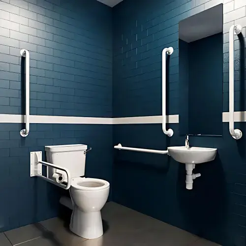 Bathcenter Luxury Doc M Pack with Stainless Steel - Blue - Grey or White Grab Rails - Lever Cistern