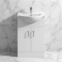 Bathcenter White 550mm Floor Standing Vanity Unit & Basin - 1 Tap Hole