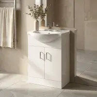 Bathcenter White 550mm Floor Standing Vanity Unit & Basin - 1 Tap Hole