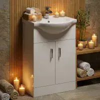 Bathcenter White 550mm Floor Standing Vanity Unit & Basin - 1 Tap Hole