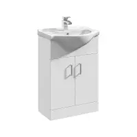Bathcenter White 550mm Floor Standing Vanity Unit & Basin - 1 Tap Hole
