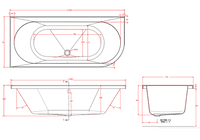 Beaufort Biscay Double Ended 1700 x 750mm Bath, Left Hand