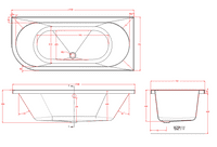 Beaufort Biscay Double Ended 1700 x 750mm Bath, Right Hand