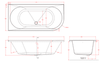 Beaufort Biscay Double Ended 1700 x 800mm Bath, Left Hand