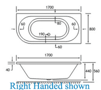 Beaufort Biscay Double Ended 1700 x 800mm Bath, Right Hand | Reinforced Strength Optional