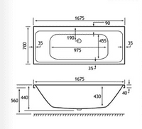Beaufort Malin Double Ended 1675 x 700mm Bath, Includes Legs & Fixings