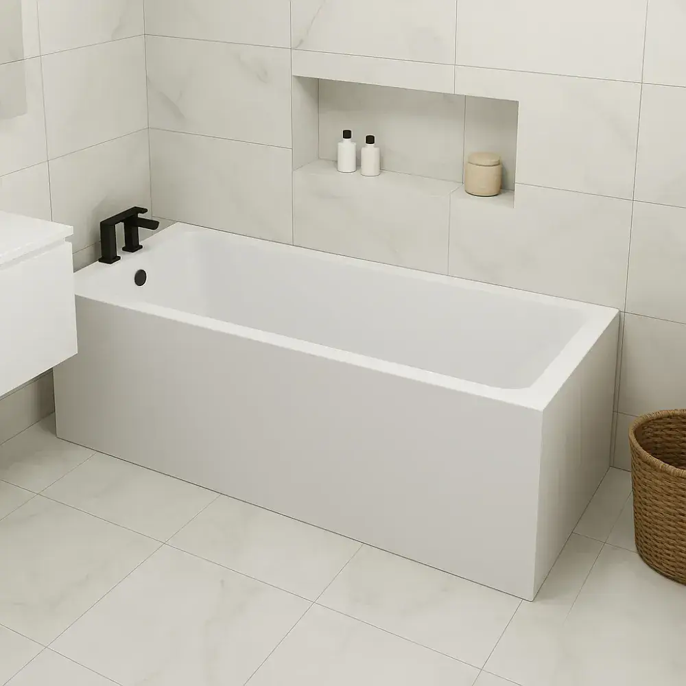 Beaufort Portland 1600 x 800mm Single Ended Bath Gloss White Premium ...