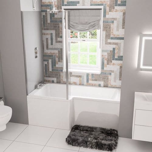 Beaufort Portland L Shape Shower Bath 1700 x 850mm, Right or Left Hand