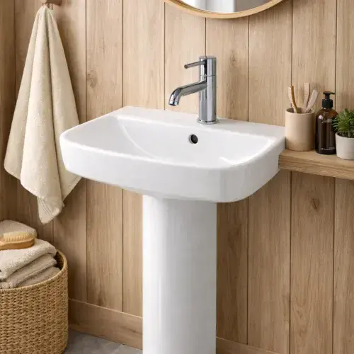 Beddington 560mm Basin & Full Pedestal - White