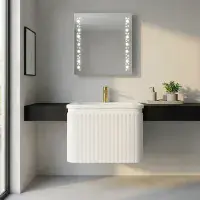 Belice Fluted Basin Unit Wall Hung White Gloss - 610mm