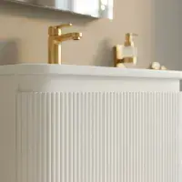 Belice Fluted Basin Unit Wall Hung White Gloss - 610mm