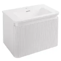 Belice Fluted Basin Unit Wall Hung White Gloss - 610mm