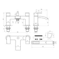 Belini Chrome Bathroom Tap Pack | Basin & Bath Filler / Shower Mixer