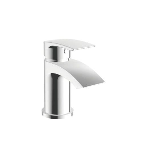 Belini Mini Monobloc Basin Mixer Tap With Push Waste, Matt Black or Chrome