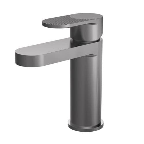 Binsey, Fluted Mono Basin Mixer with Push Button Waste, Brushed Pewter