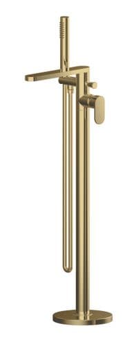 Binsey, Freestanding Bath Shower Mixer with Kit, Brushed Brass